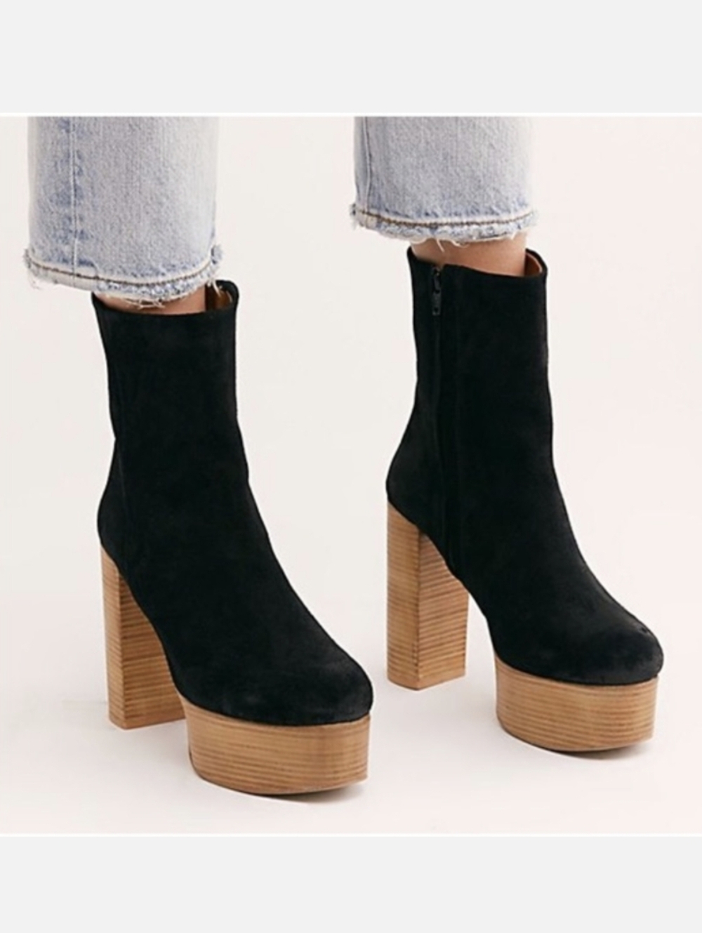 Free People Friday Night Platform Boot Black Suede FP Collection EU 38 /US 8